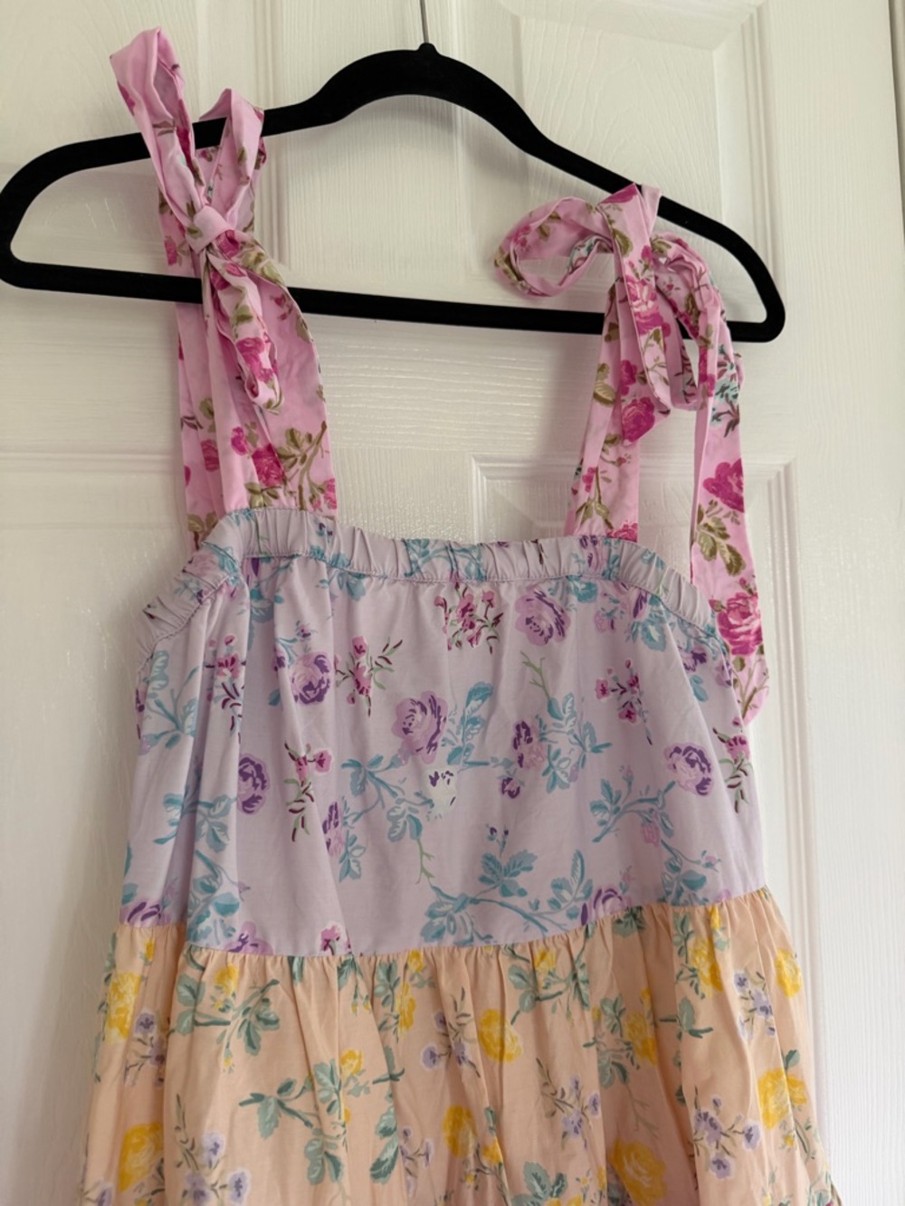 LoveShackFancy x Target Pastel Floral Tiered Sundress in Pink, Yellow, Blue - Picture 2 of 8